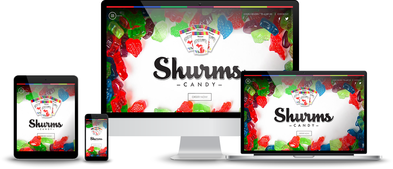 Shurms Candy website mockups