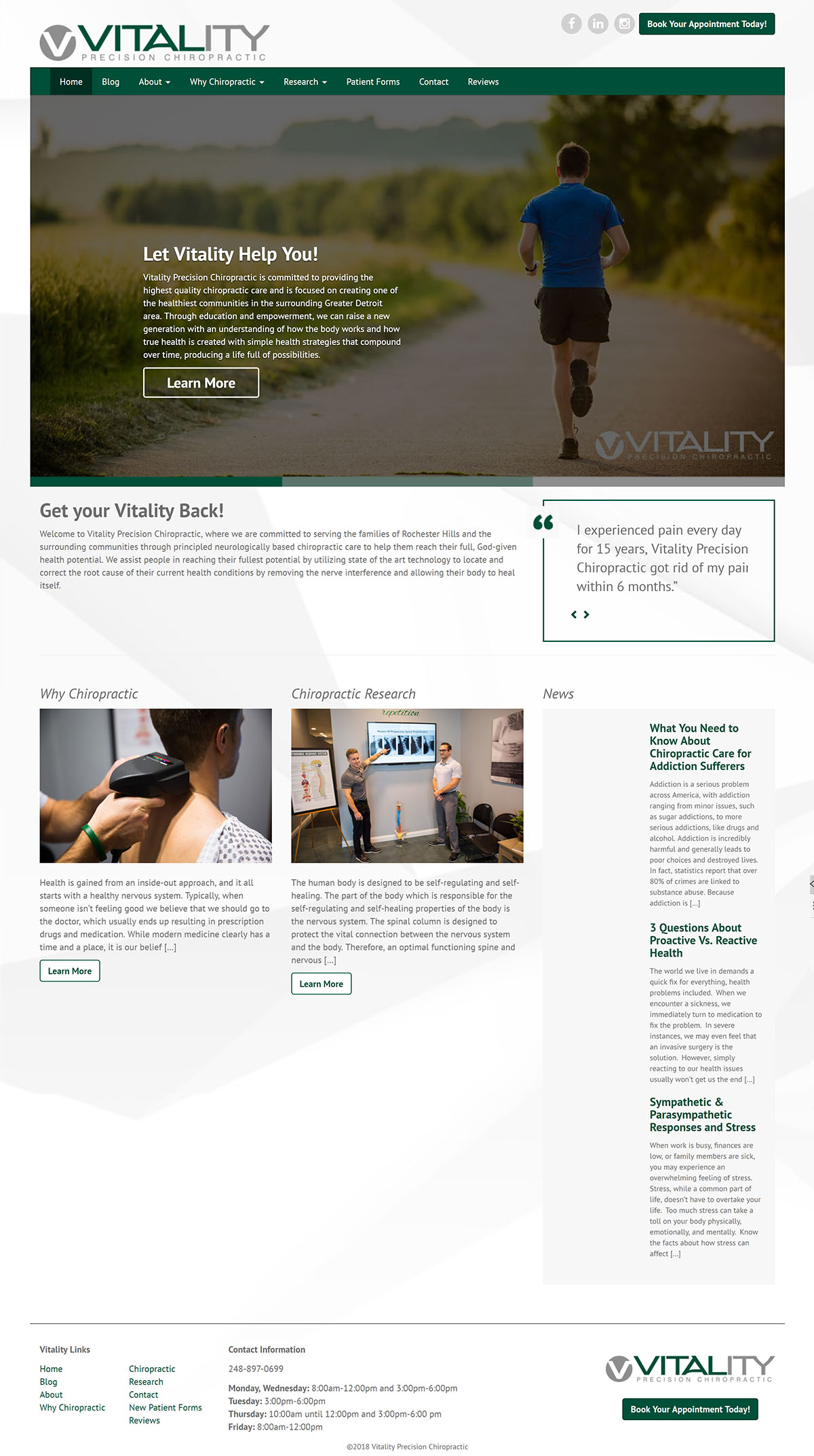 Vitality Precision Chiropractic Homepage