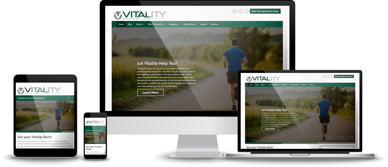 Vitality Chiropractic website mockups