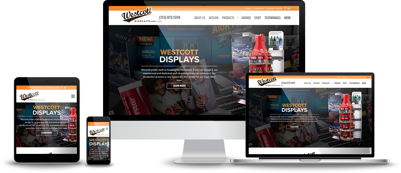 Westcott Displays website mockups by IGNITE Media