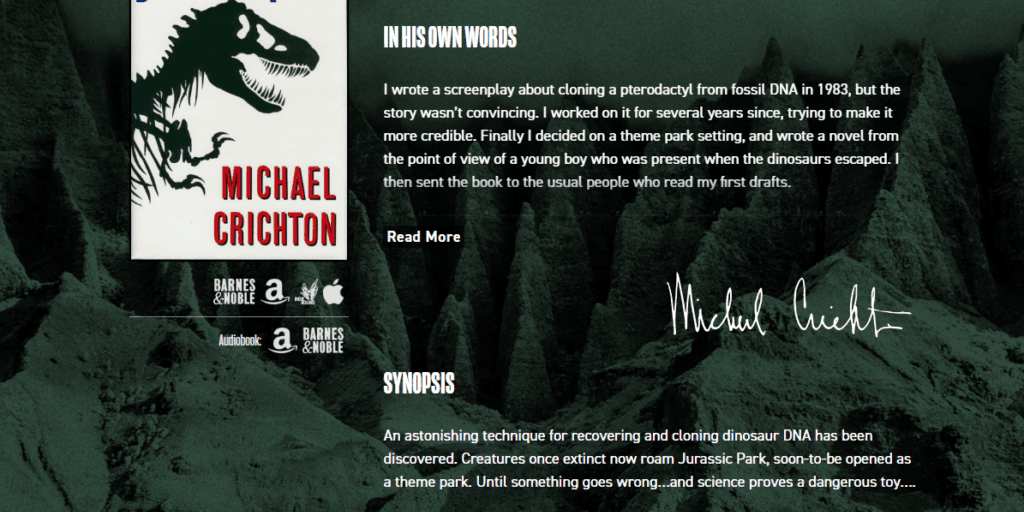 website for authors like michael crichton